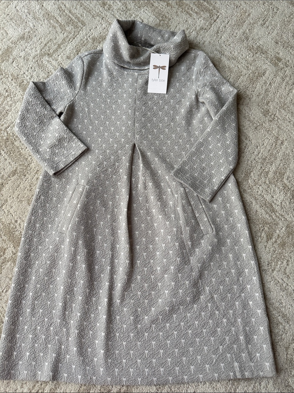 Tyler Boe Heather Gray Asymmetrical Knit Mock Neck Dress